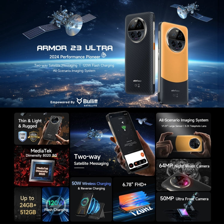 Ulefone Armor 23 Ultra Rugged Phone, 6.78 inch Android 13 MediaTek Dimensity 8020 Octa Core up to 2.6GHz, Network: 5G, NFC, OTG, Satellite Messaging Ulefone Armor 23 Ultra Rugged Phone, 6.78 inch Android 13 MediaTek Dimensity 8020 Octa Core up to 2.6GHz, Network: 5G, NFC, OTG, Satellite Messaging